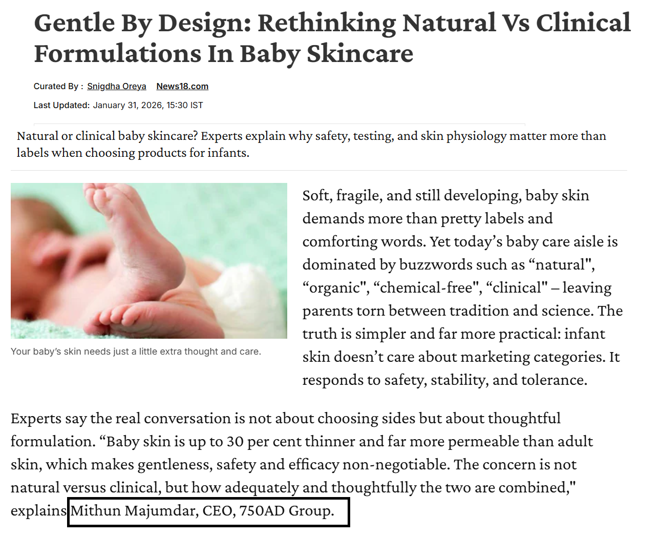 Gentle By Design: Rethinking Natural vs Clinical Formulations in Baby Skincare