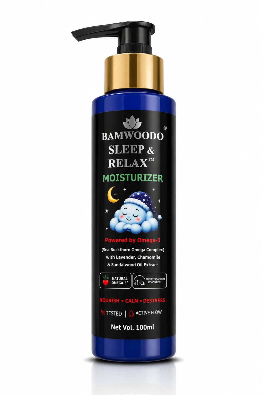 BAMWOODO Sleep & Relax Baby Moisturizer | Omega-3, Lavender, Chamomile & Sandalwood
