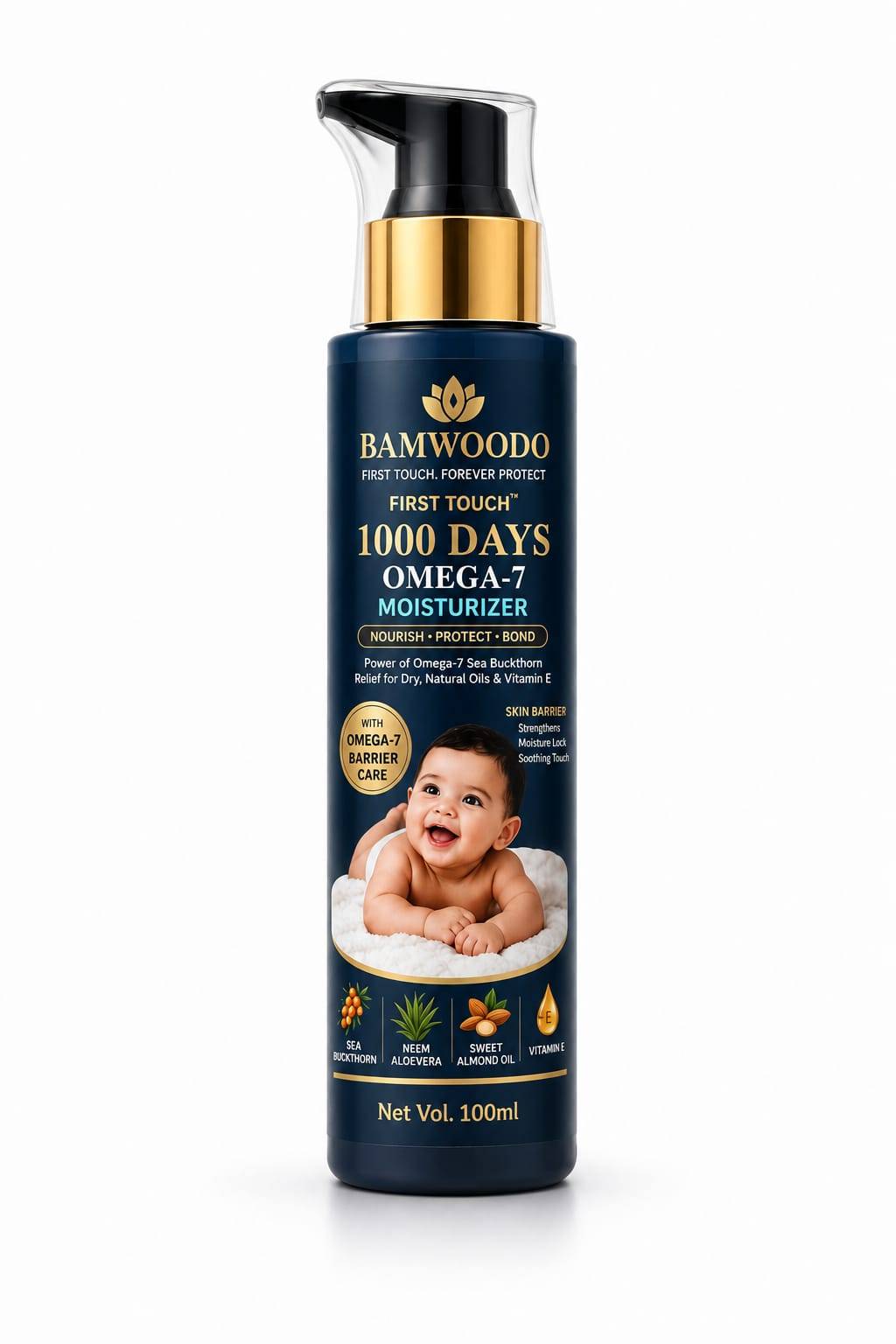 Bamwoodo Omega-7 Baby Moisturizer | Deep Hydration & Skin Barrier Care |