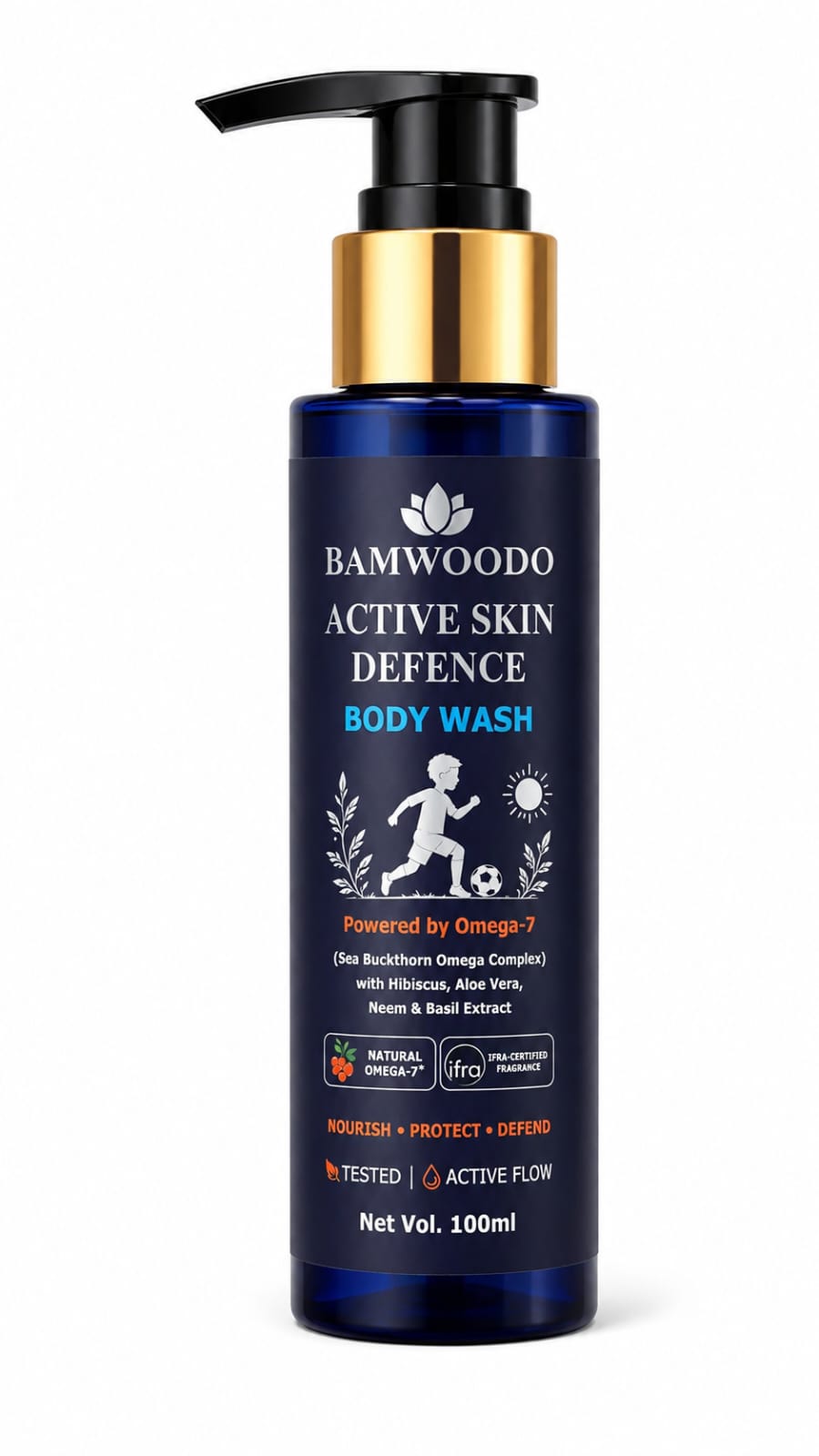 Bamwoodo Active Skin Defence Body Wash | Omega-7 Protection