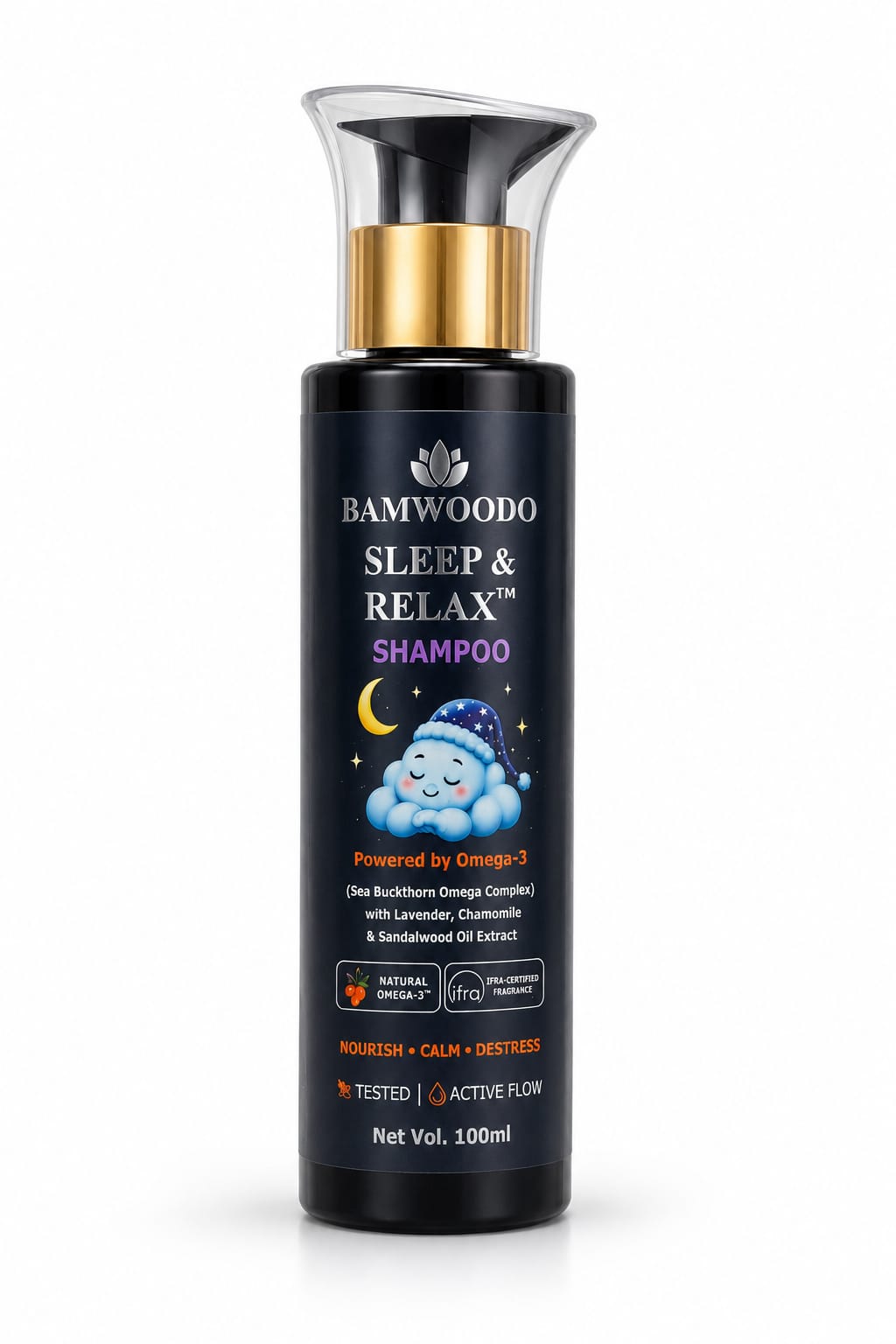 BAMWOODO Sleep & Relax Baby Shampoo | Omega-3, Lavender, Chamomile & Sandalwood