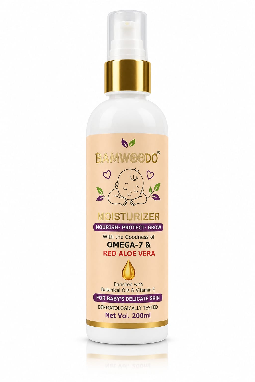 Bamwoodo Baby Moisturizer with Omega-7 & Red Aloe Vera