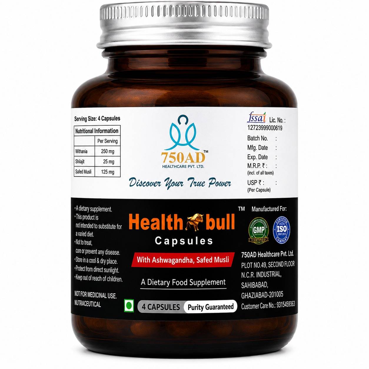 Health bull Shilajit Capsules (Kesar Yukt)
