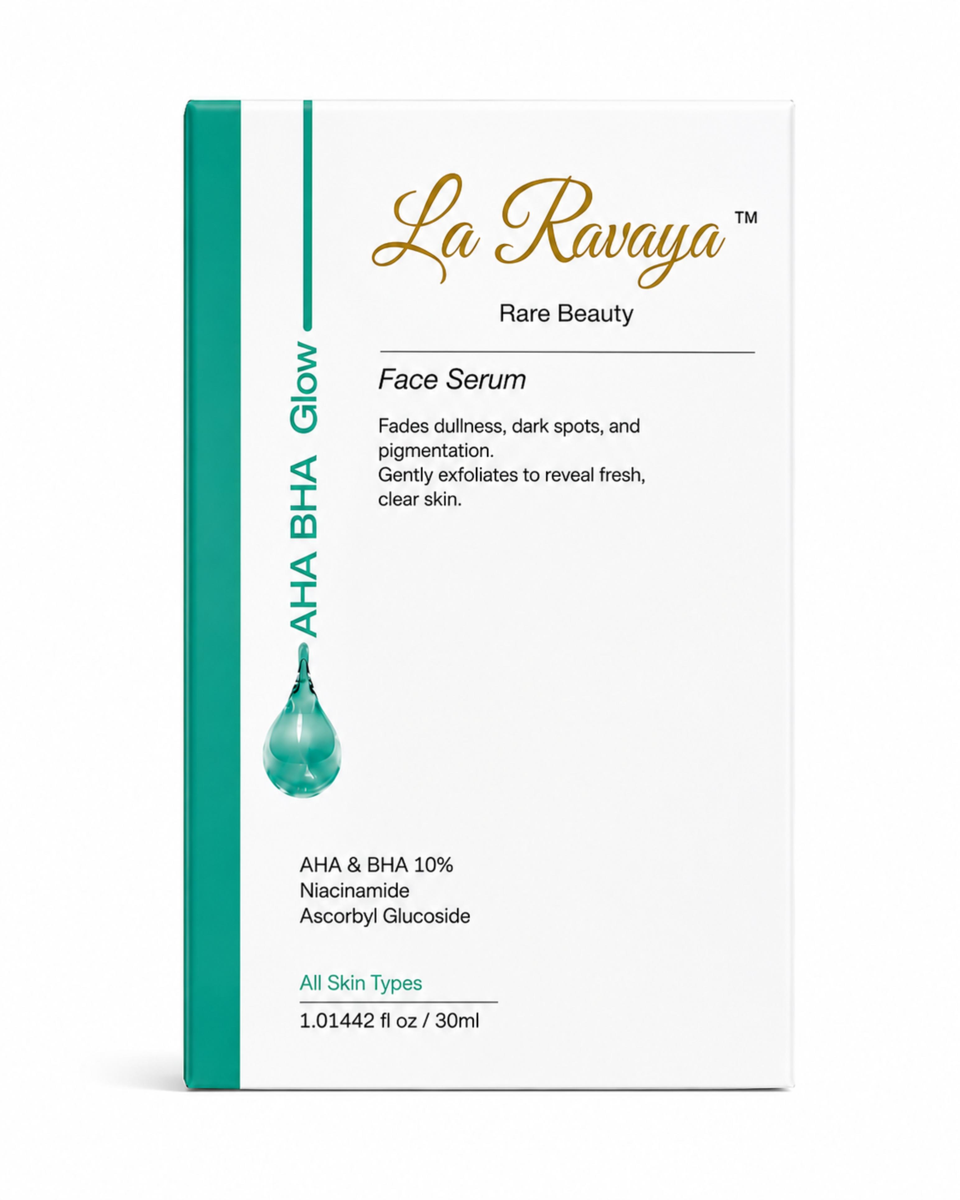 La Ravaya AHA BHA Glow Face Serum 30ml | 10% AHA & BHA | Niacinamide & Ascorbyl Glucoside