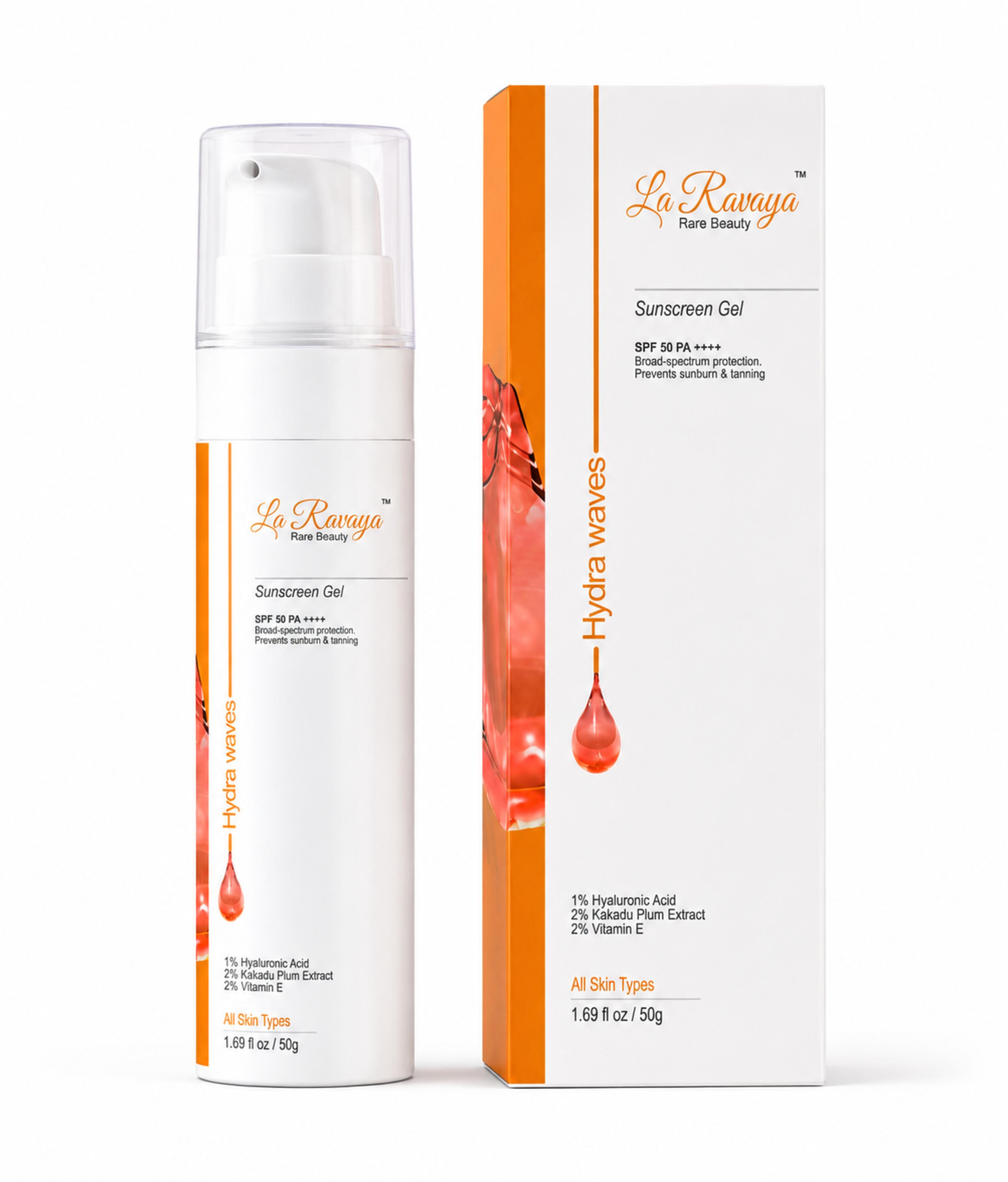 La Ravaya Sunscreen Gel SPF 50 PA++++ | Hyaluronic Acid, Kakadu Plum & Vitamin E