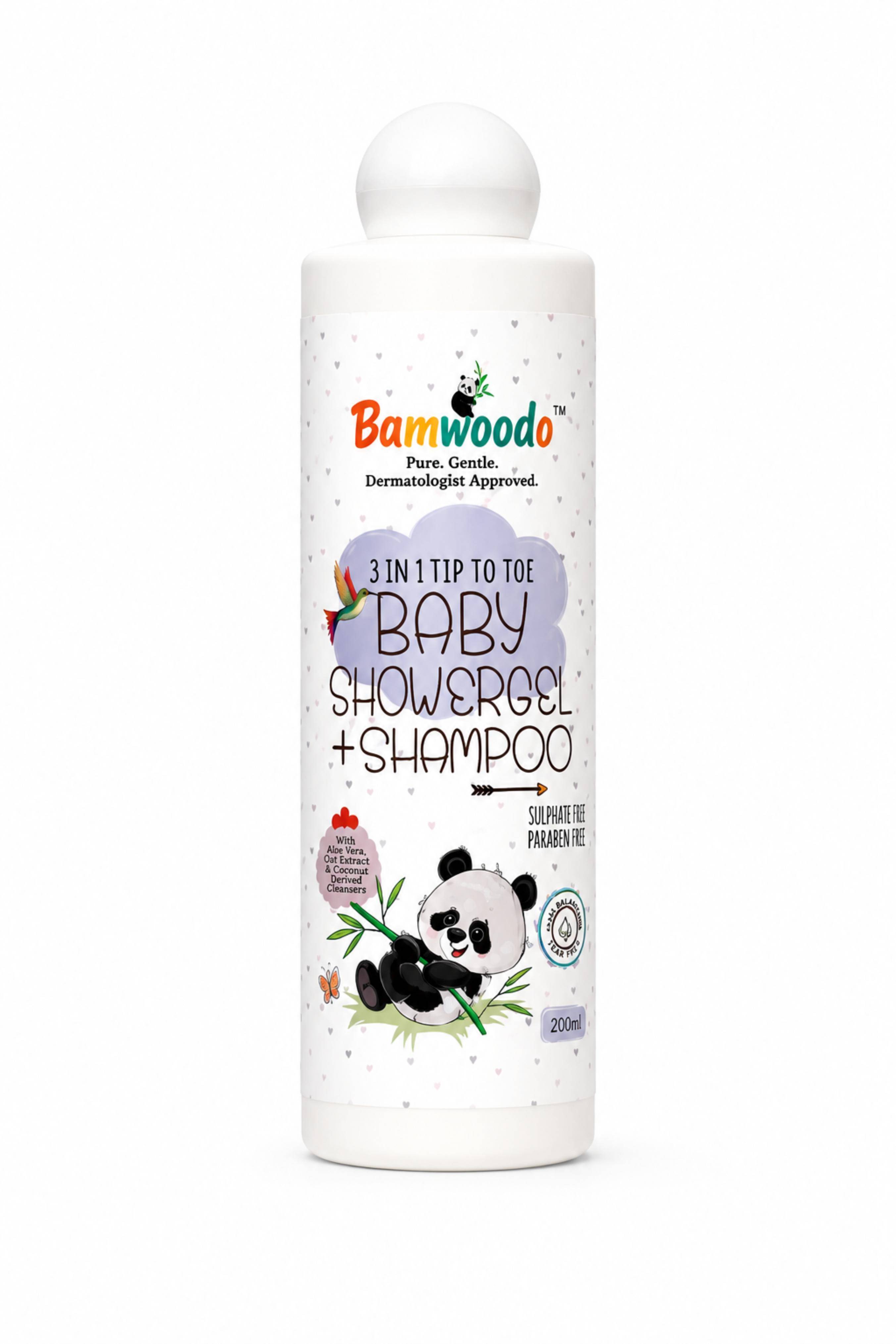 Bamwoodo 3-in-1 Tip to Toe Baby Shower Gel + Shampoo