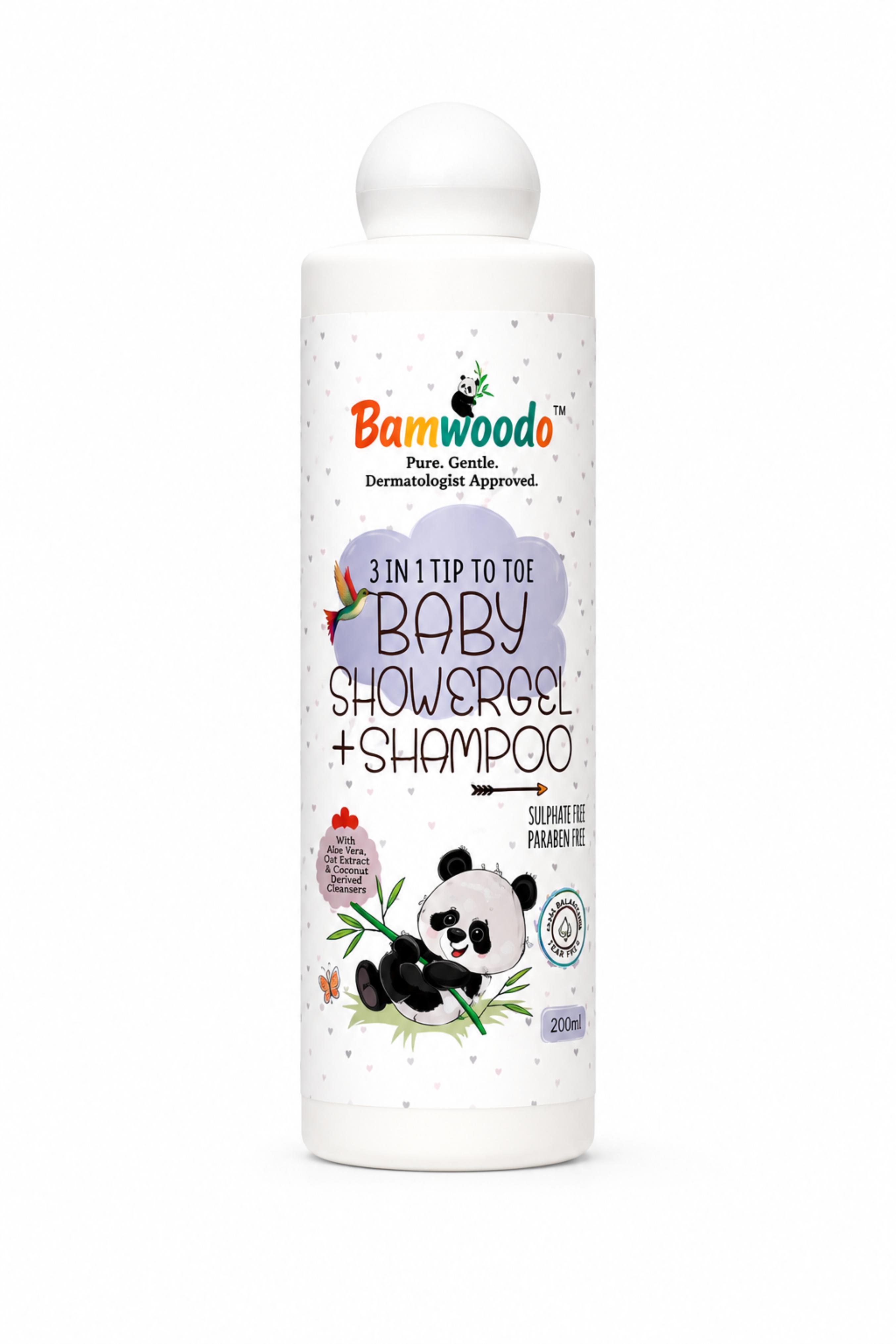 Bamwoodo 3-in-1 Tip to Toe Baby Shower Gel + Shampoo